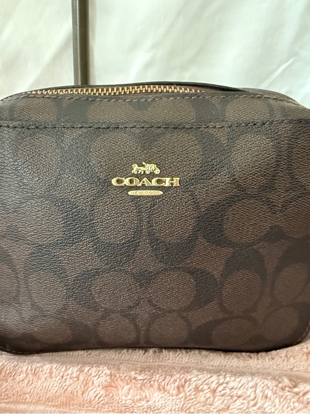 Coach Brown Signature Canvas Crossbody with Gold Logo